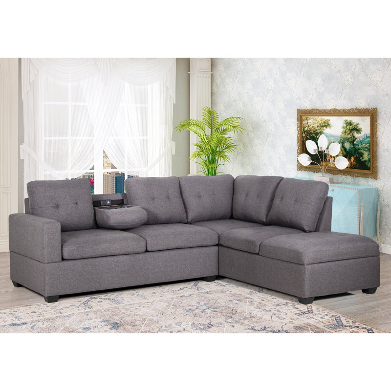 Grey sectional couch wayfair hotsell